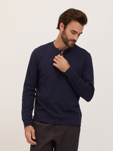Doug Essential Jersey Long Sleeve 3-Button Henley Mens Tops Tshirt Long Henley Threads 4 Thought