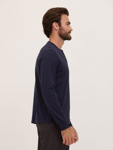 Doug Essential Jersey Long Sleeve 3-Button Henley Mens Tops Tshirt Long Henley Threads 4 Thought