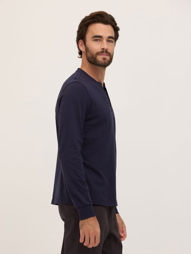 Doug Essential Jersey Long Sleeve 3-Button Henley Mens Tops Tshirt Long Henley Threads 4 Thought