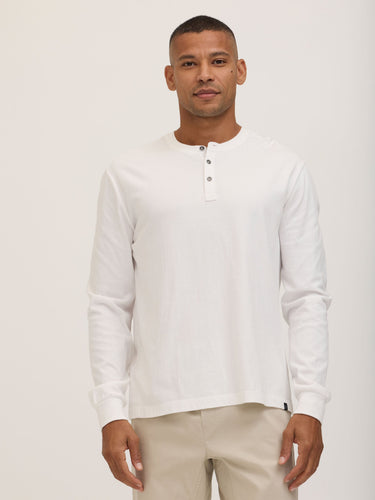 Doug Essential Jersey Long Sleeve 3-Button Henley Mens Tops Tshirt Long Henley Threads 4 Thought