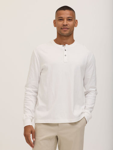 Doug Essential Jersey Long Sleeve 3-Button Henley Mens Tops Tshirt Long Henley Threads 4 Thought