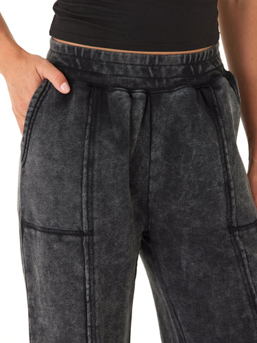 Hester Mineral Wash Terry Wide Leg Pant Womens Bottoms Sweatpants Threads 4 Thought