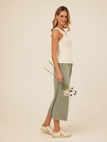 Alva Mineral Wash Eco Jersey Wide Leg Capri Pant Threads 4 Thought