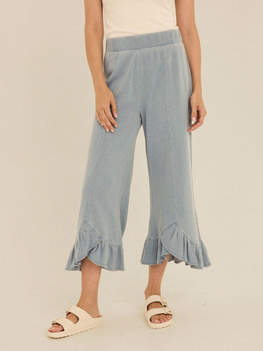 Akela Denim Terry Ruffle Capri Pant Womens Bottoms Pants Threads 4 Thought
