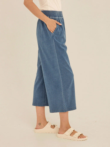 Ivanna Indigo Jersey Wide Leg Capri Pant Womens Bottoms Pants Threads 4 Thought