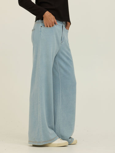 Krystal Denim Terry Wide Leg Pant Womens Bottoms Pants Threads 4 Thought