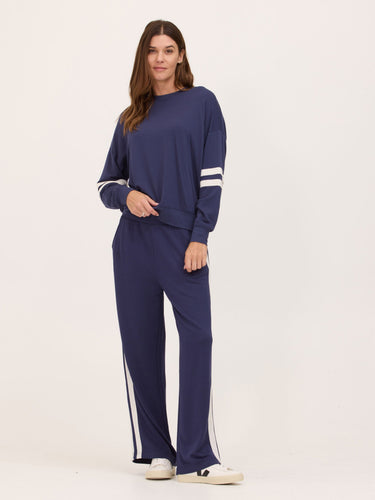 Deanna Feather Fleece Colorblock Stripe Detail Pant Womens Bottoms Sweatpants Threads 4 Thought