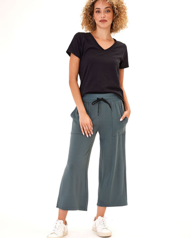 Carrie Feather Fleece Wide Leg Crop Pant 22" Womens Bottoms Pants Threads 4 Thought