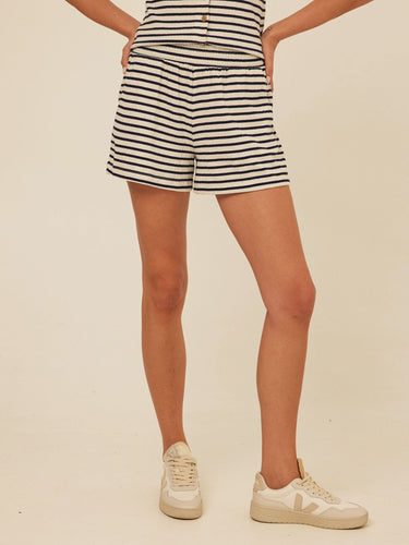 Gwyneth Maritime Stripe Smocked Jersey Short Threads 4 Thought