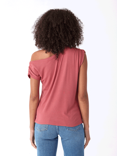 Leoni Off-Shoulder Feather Rib Top Womens Tops Short Threads 4 Thought