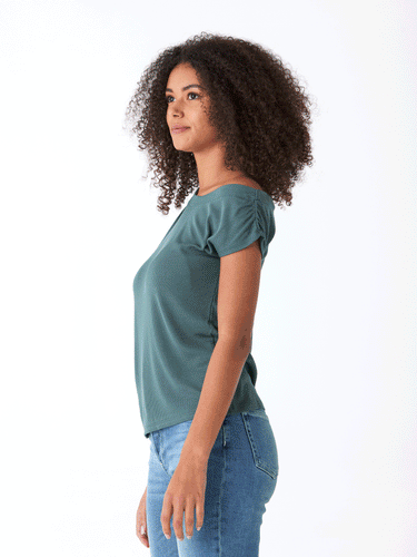 Leoni Off-Shoulder Feather Rib Top Womens Tops Short Threads 4 Thought