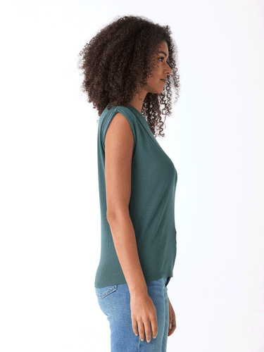 Leoni Off-Shoulder Feather Rib Top Womens Tops Short Threads 4 Thought