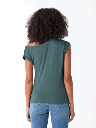 Leoni Off-Shoulder Feather Rib Top Womens Tops Short Threads 4 Thought