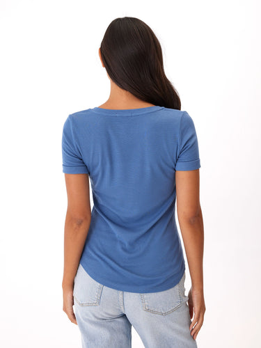 Akia Feather Rib Henley Tee Womens Tops Short Threads 4 Thought
