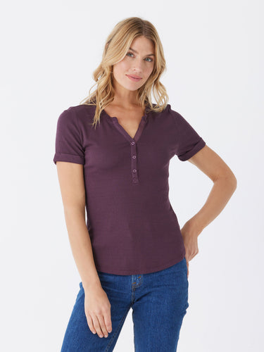 Akia Feather Rib Henley Tee Womens Tops Short Tee Threads 4 Thought