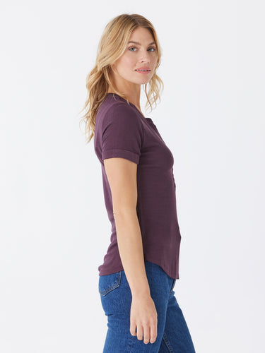 Akia Feather Rib Henley Tee Womens Tops Short Tee Threads 4 Thought