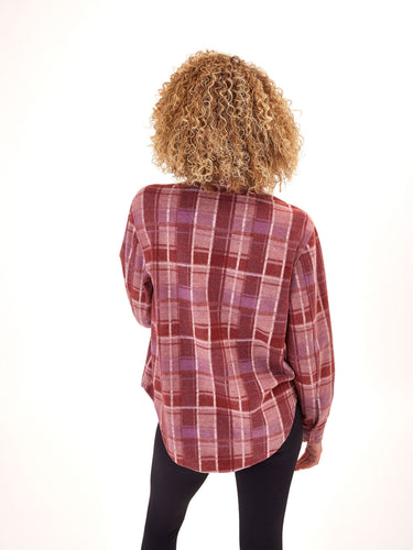 Kandyce Knit Fleece Button Front Shirt Womens Tops Long Threads 4 Thought