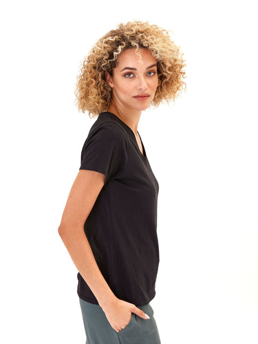 Pattie Classic Jersey V-Neck Tee Womens Tops Short Threads 4 Thought