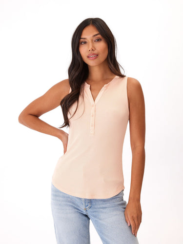 Akia Feather Rib Henley Tank Womens Tops Tanks Threads 4 Thought