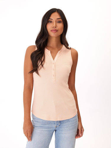 Akia Feather Rib Henley Tank Womens Tops Tanks Threads 4 Thought