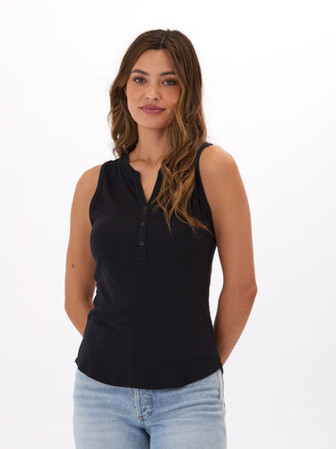 Akia Feather Rib Henley Tank Womens Tops Tanks Threads 4 Thought