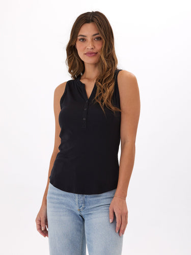 Akia Feather Rib Henley Tank Womens Tops Tanks Threads 4 Thought
