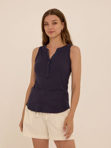 Akia Feather Rib Henley Tank Womens Tops Tanks Threads 4 Thought