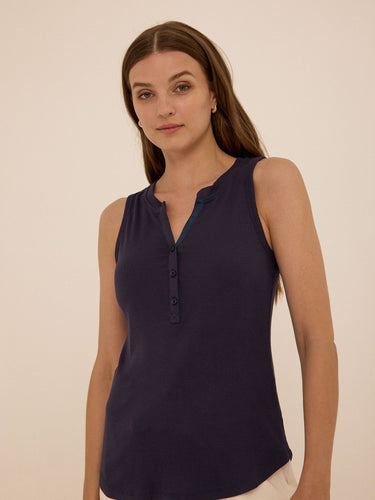 Akia Feather Rib Henley Tank Womens Tops Tanks Threads 4 Thought