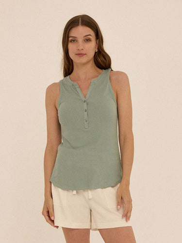 Akia Feather Rib Henley Tank Womens Tops Tanks Threads 4 Thought