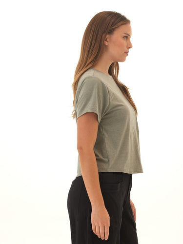Shelbie Triblend Jersey Pocket Tee Womens Tops Short Tee Threads 4 Thought