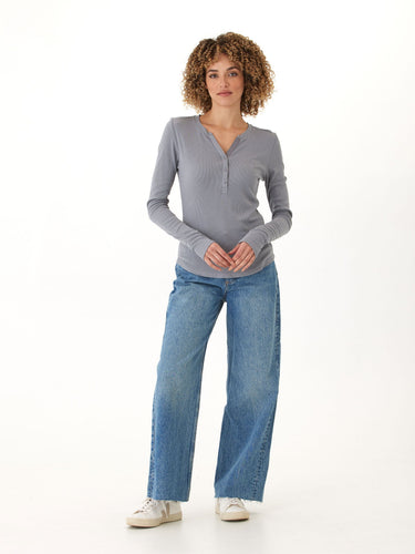 Akia Feather Rib Long Sleeve Henley Threads 4 Thought