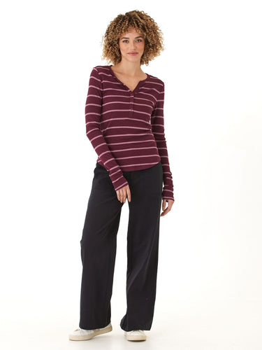 Akia Caribbean Stripe Feather Rib Long Sleeve Henley Threads 4 Thought