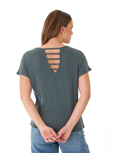 Alycia Textured Slub Jersey Cutout Top Threads 4 Thought