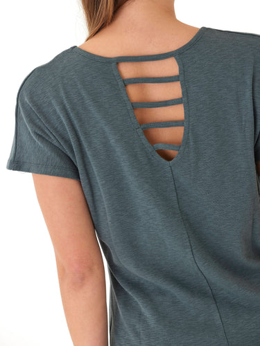 Alycia Textured Slub Jersey Cutout Top Threads 4 Thought