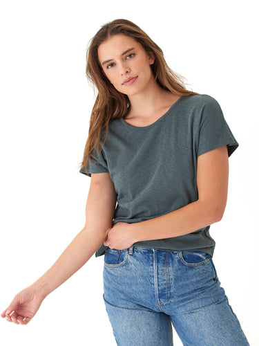 Alycia Textured Slub Jersey Cutout Top Threads 4 Thought
