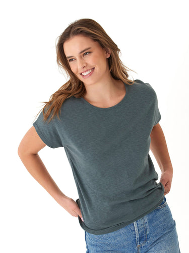 Alycia Textured Slub Jersey Cutout Top Threads 4 Thought