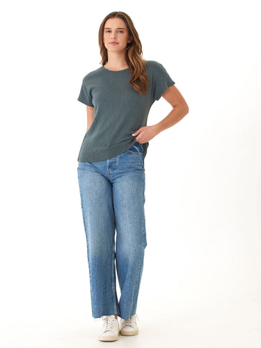 Alycia Textured Slub Jersey Cutout Top Threads 4 Thought