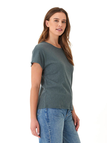 Alycia Textured Slub Jersey Cutout Top Threads 4 Thought