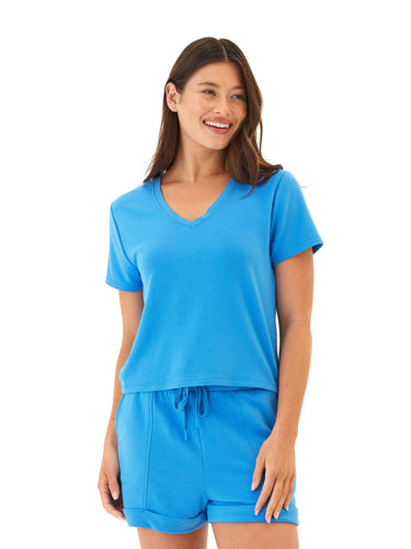 Bettine Modal Terry V-Neck Tee Womens Tops Short Tee Threads 4 Thought