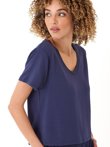 Bettine Modal Terry V-Neck Tee Womens Tops Short Tee Threads 4 Thought
