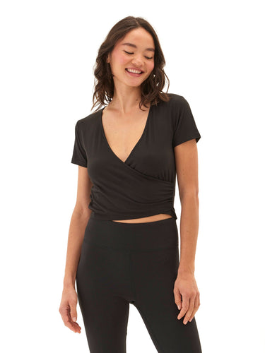 Faylinne Heather Luxe Jersey Wrap Tee Womens Tops Short Shirt Threads 4 Thought