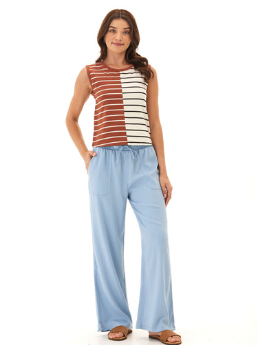 Emilia Caribbean Stripe Eco Jersey Crew Tank Womens Tops Tanks Threads 4 Thought