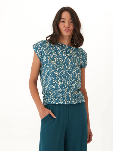 Leoni Micro Bloom Print Off-Shoulder Luxe Jersey Top Threads 4 Thought