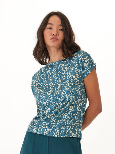 Leoni Micro Bloom Print Off-Shoulder Luxe Jersey Top Threads 4 Thought