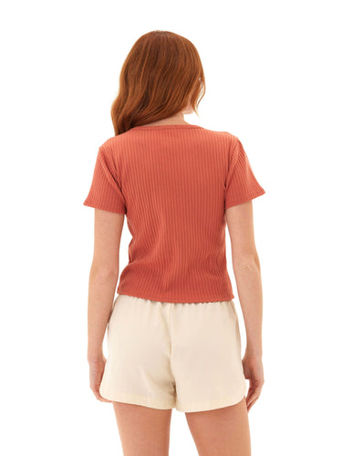 Felicia Organic Rib Scoop Neck Tee Womens Tops Short Tee Threads 4 Thought
