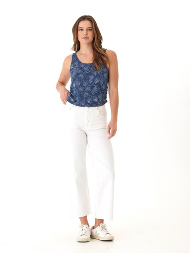 Ellis Breezy Palm Print Linen Jersey Tank Threads 4 Thought