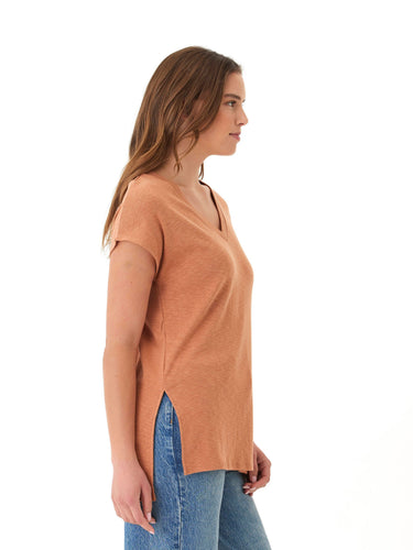 Elsie Textured Slub Jersey Vneck Tee Threads 4 Thought