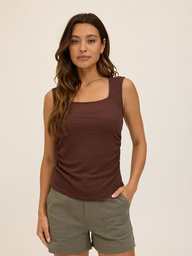 Brynlee Feather Rib Ruched Top Threads 4 Thought
