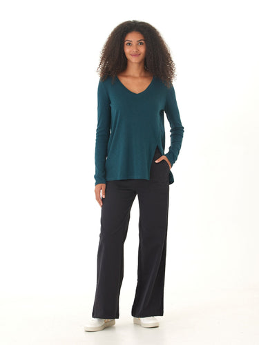 Agatha Textured Slub Jersey Slit Long Sleeve Threads 4 Thought
