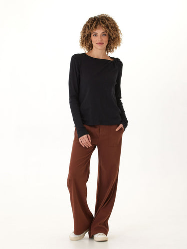 Francine Textured Slub Jersey Twist Long Sleeve Top Womens Tops Long Shirt Threads 4 Thought